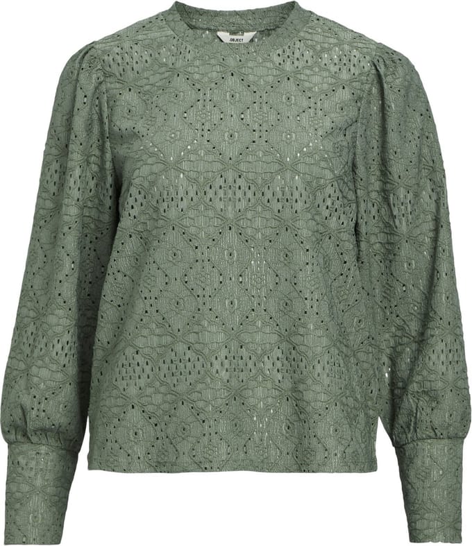 Object T-shirt Objfeodora L/s Top Noos 23041023 Dark Forest Dames Maat - XS