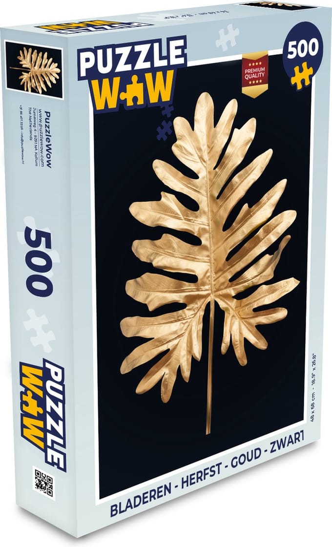 Puzzel Bladeren - Herfst - Goud - Zwart - Natuur - Luxe - Legpuzzel - Puzzel 500 stukjes