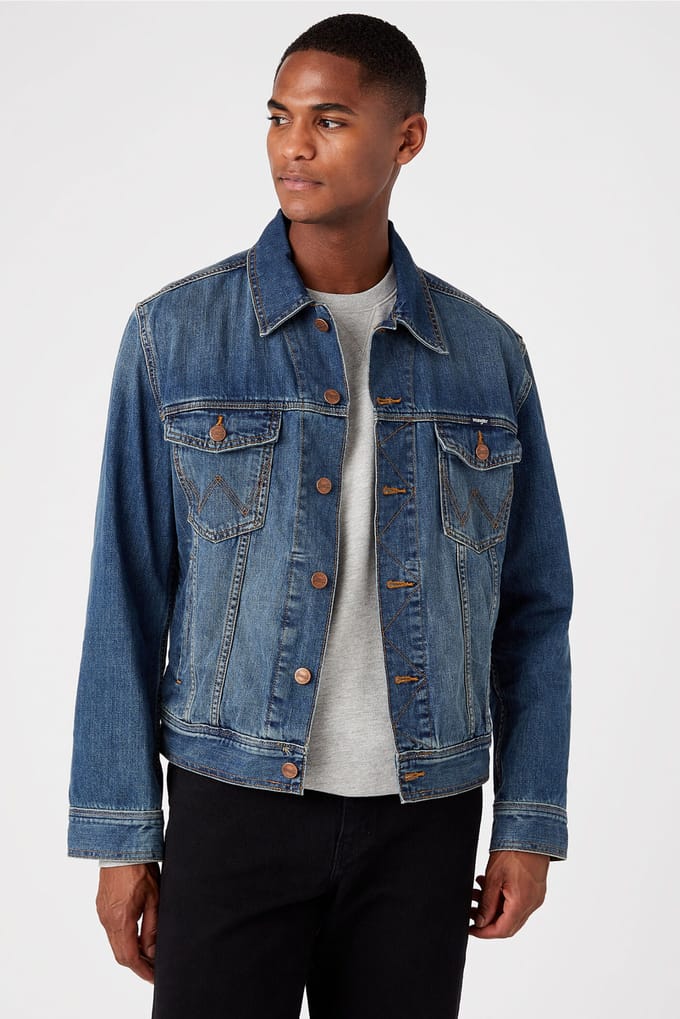 WRANGLER CLASSIC JACKET MID STONE DENIM JACKET-HEREN