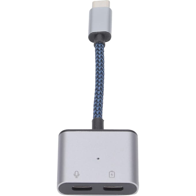 2 in 1 Type C naar Type C Audio Adapter Type C naar AUX-aansluiting met USB C PD 60W Snel Laadadapter Blauw blauw