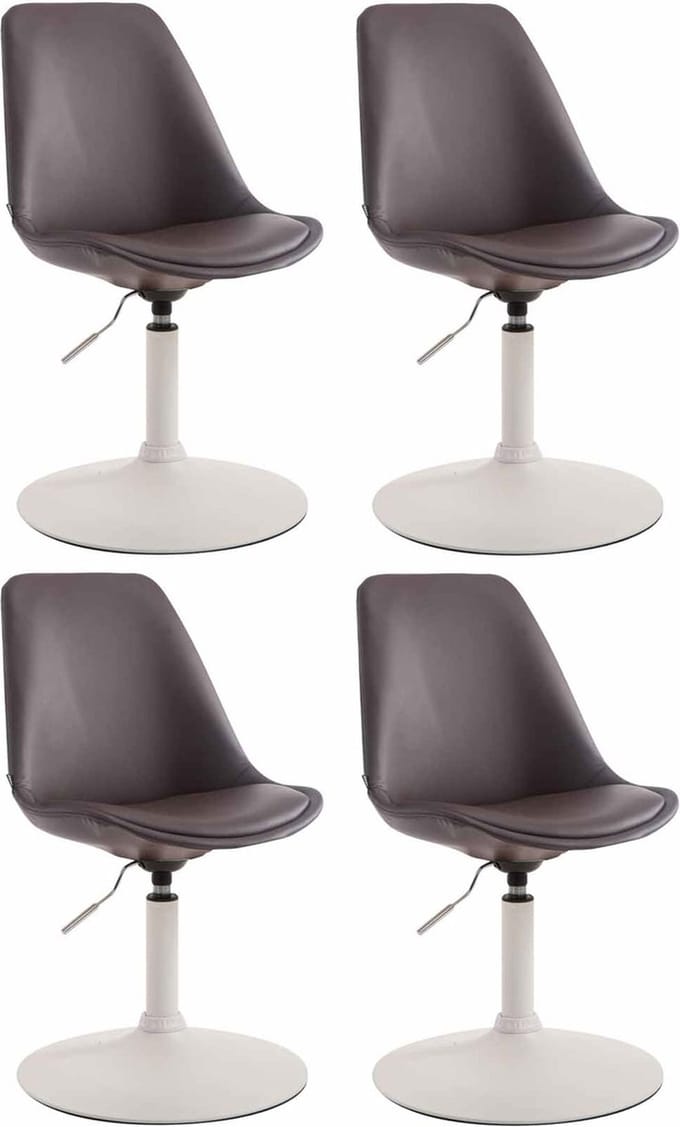 CLP Maverick Set van 4 Eetkamerstoelen - Kunstleer bruin wit
