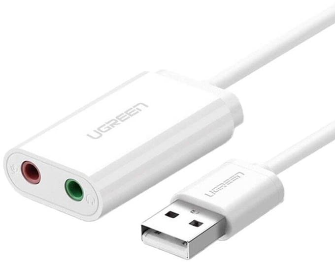 UGREEN Externe USB Geluidskaart voor 3.5 mm Jack Wit