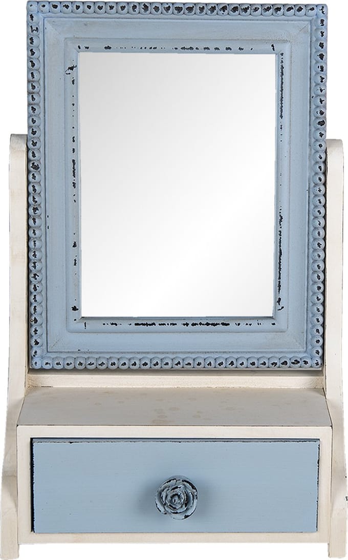 Clayre & Eef Staande Spiegel 25x38 cm Blauw MDF