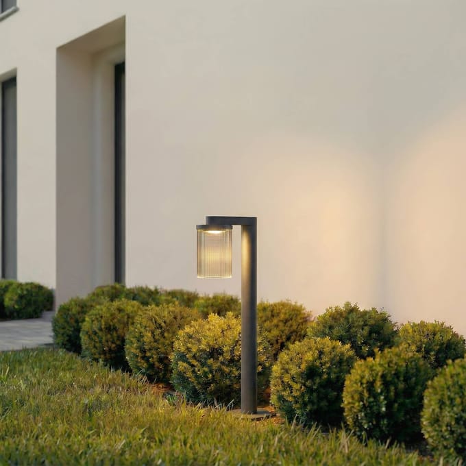 Lucande LED tuinpadverlichting Beelia, antraciet, 60 cm, geribbeld