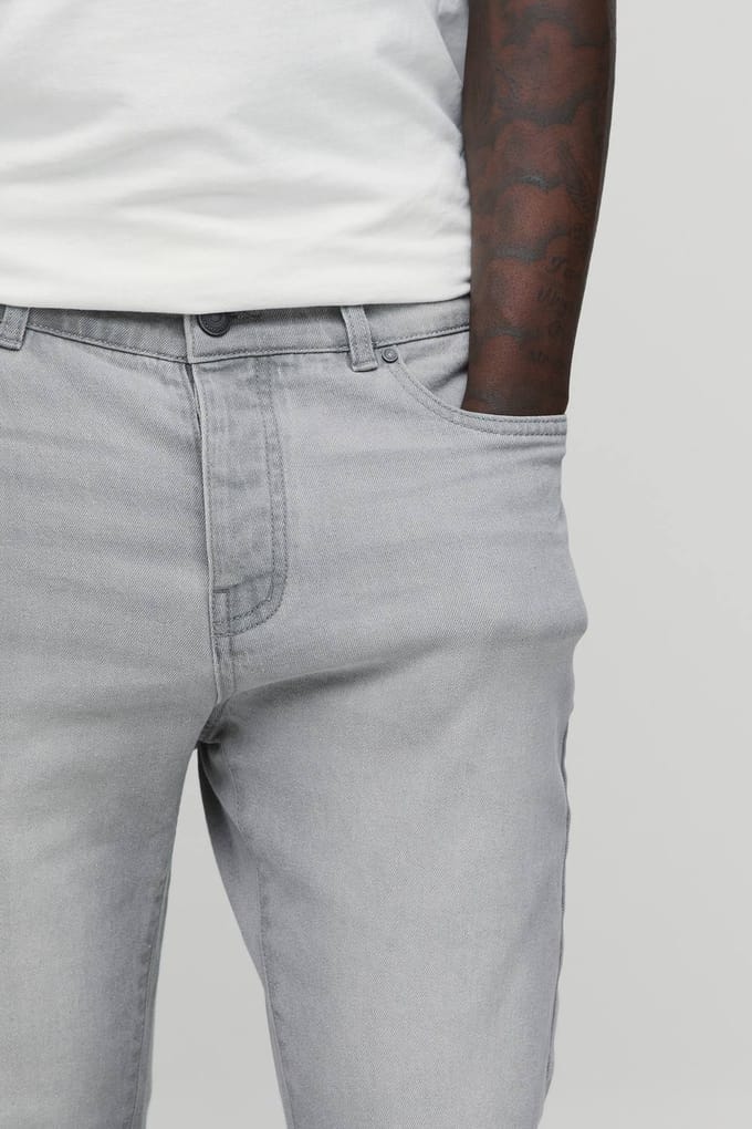 Essential Skinny Fit Stretch Washed Jeans | Grey | Size 56R