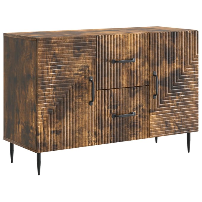 vidaXL - Dressoir - met - lade - Gerookt - eiken - 89 - x - 34,5 - x - 60 - cm - Bewerkt - hout