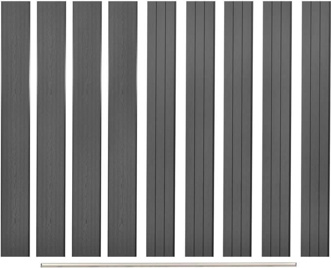9x Universele Stevige Schuttingplanken 170 cm Grijs als Vervanging