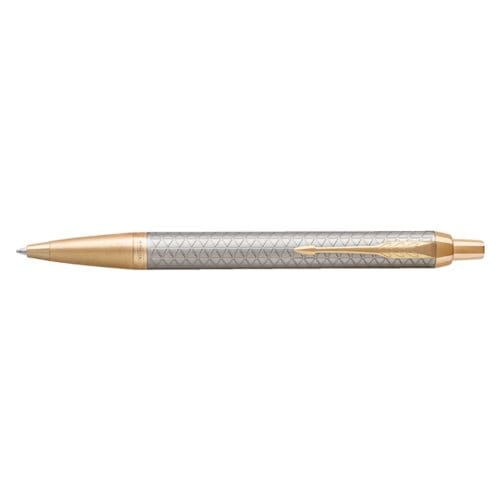Parker IM Ballpoint Pen | Premium Warm Zilver | Gemiddeld Point Blauw Inkt | Gift Box