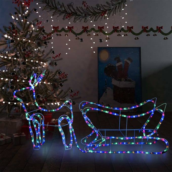 vidaXL Kerstdecoratie rendier en slee 252 LED's