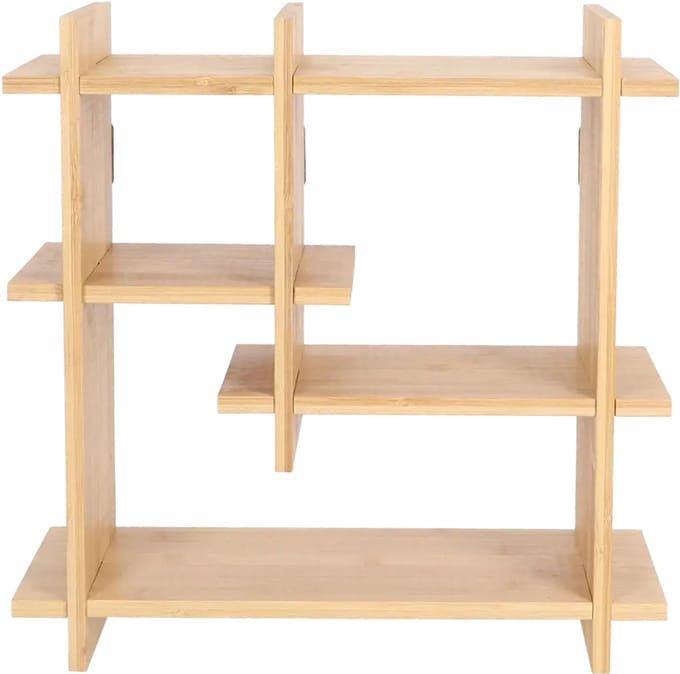 Vierkante Indoor Wandetagère Small – Bamboe – 35 x 15,2 x 35 cm