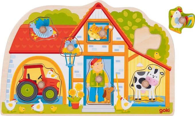 Goki Wooden Stud Puzzle My Farm 7 pcs.