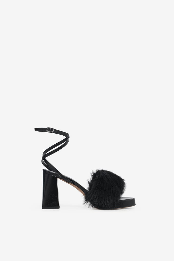 IRO Paris Irma Foxy Sandals Black Fur Größe: 41 | Sandalen Outlet | Damen | Schwarz