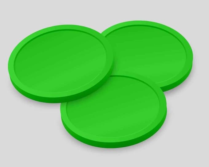 Blanco Consumptiemunten 29mm / Betaalmunten (per 250 stuks) - FLUOR GROEN