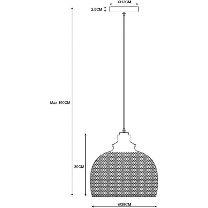 Lucide MESH - Hanglamp - Ø 28 cm - 1xE27 - Zwart