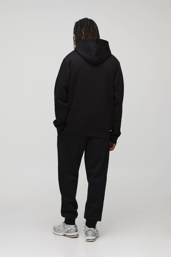 Lange Basic Regular Hoodie met ritssluiting | Black | Size Medium