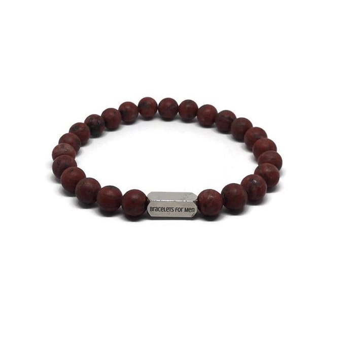 Armband Heren - Natuursteen - Heren - Bruin - Casoria - Medium 17cm