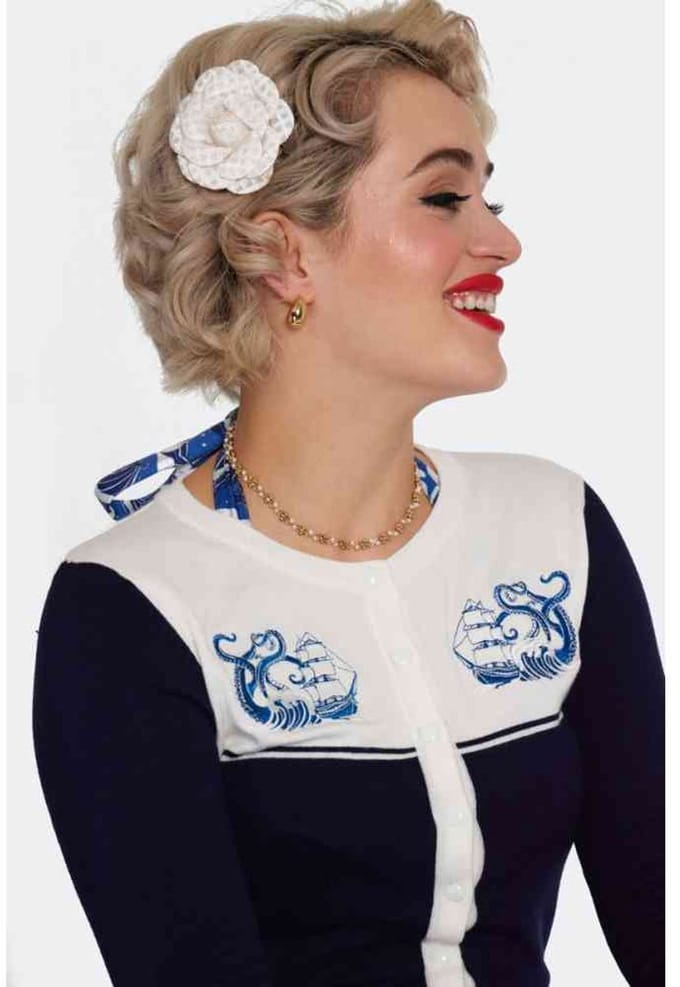 Voodoo Vixen - Tweed Cream Flower Haarbloem - Creme
