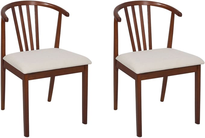 CRAIG - Eetkamerstoel set van 2 - Lichtbeige - Donker Hout