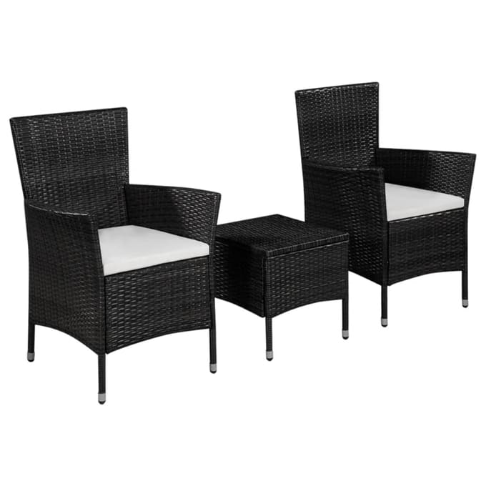 vidaXL - 3-delige - Bistroset - poly - rattan - zwart
