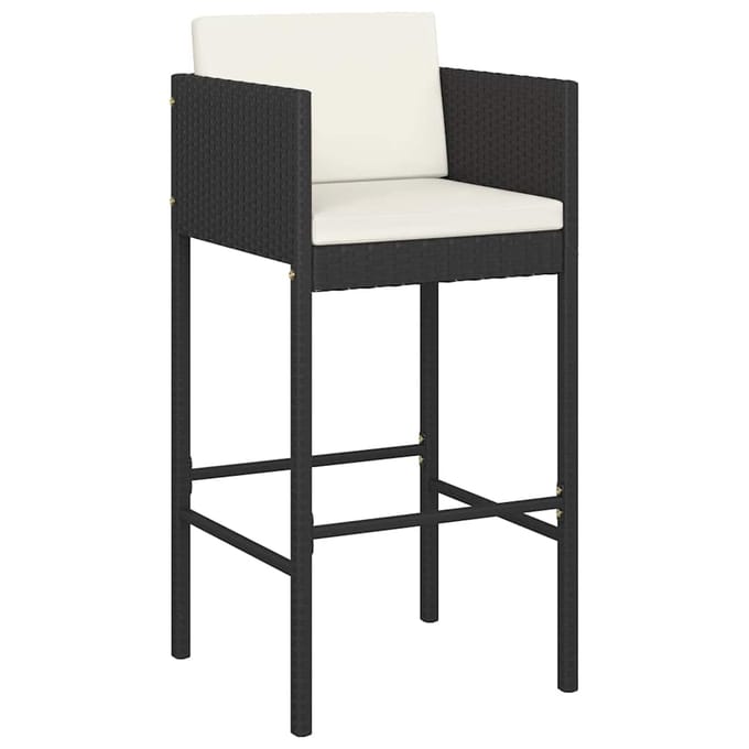 vidaXL - 5-delige - Tuinbarset - met - kussens - poly - rattan - zwart
