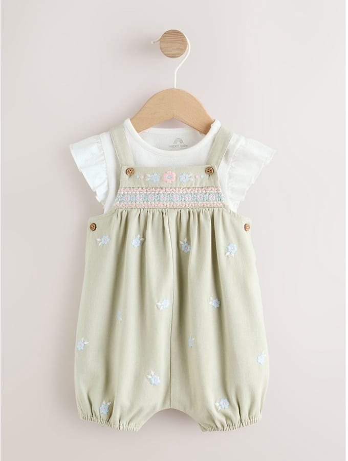 Next - Meisjes - 2-delige babyset van tuinbroek en rompertje - Groen