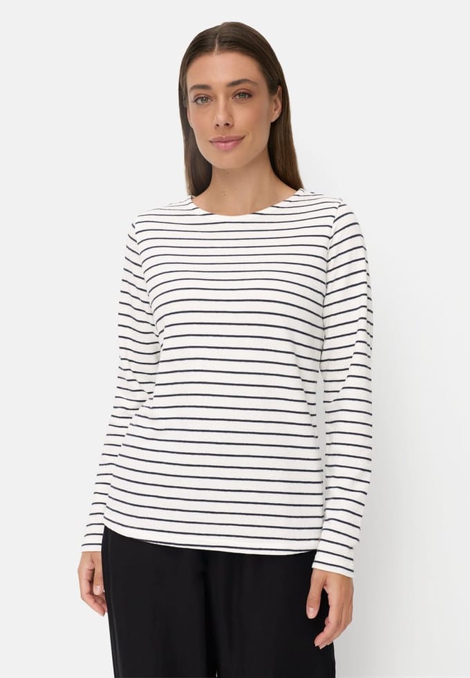 camel active Jerseyshirt met zijsplitten - Maat womenswear-M - Melkwit