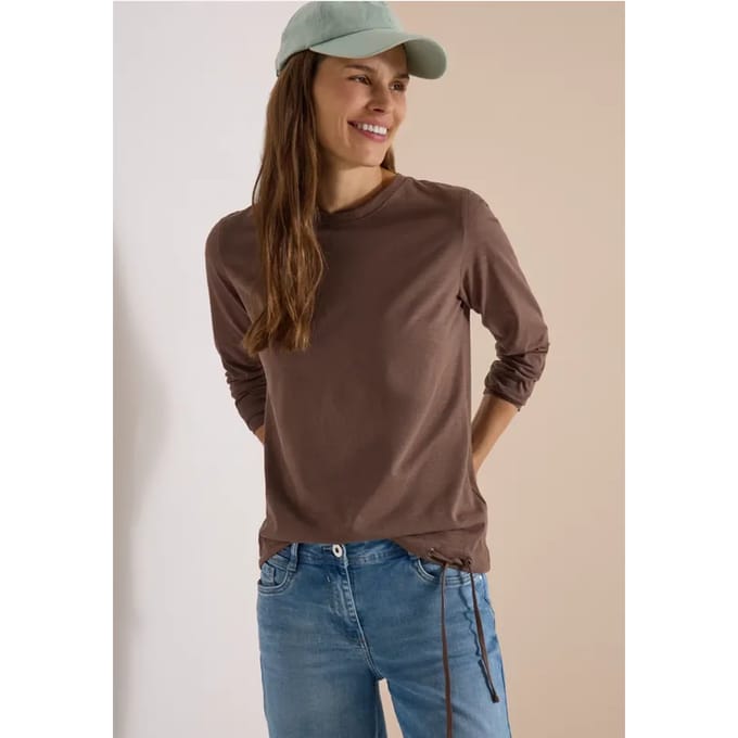 Longsleeve met ronde hals en tunnelkoord