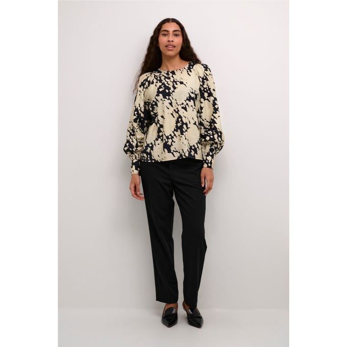 Blouse met lange mouwen Regular fit Black/Sand Graphic Cloud black multi