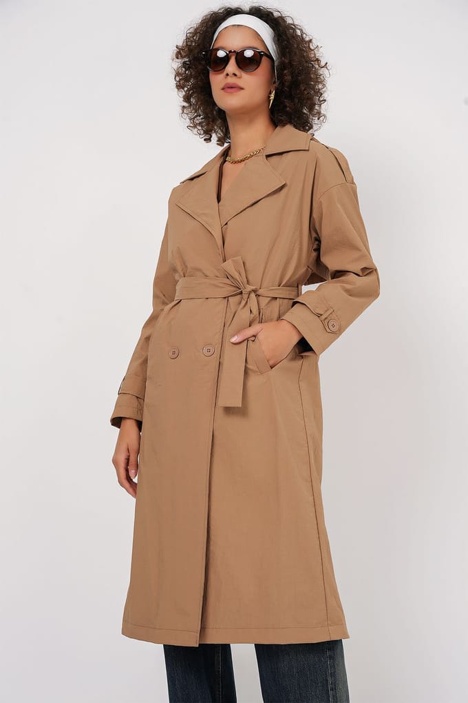 Dubbelbreasted Lange Trenchcoat