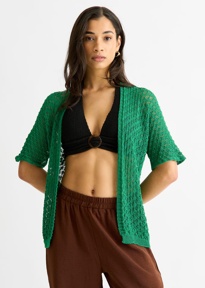 Groen haakvest met randjes