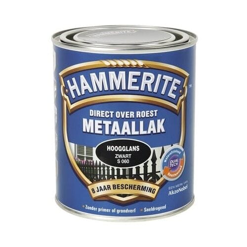 Hammerite Metaallak Direct over Roest Hoogglans - S060 Zwart