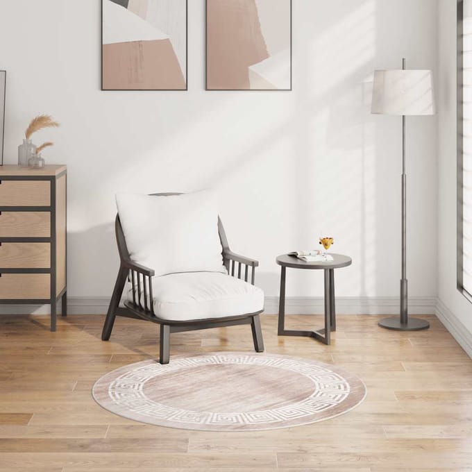 vidaXL Vloerkleed wasbaar 120 cm beige