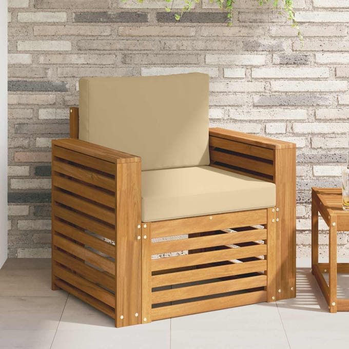 vidaXL - Buiten - bank - set - Massief - Acacia - Hout - en - Polyester