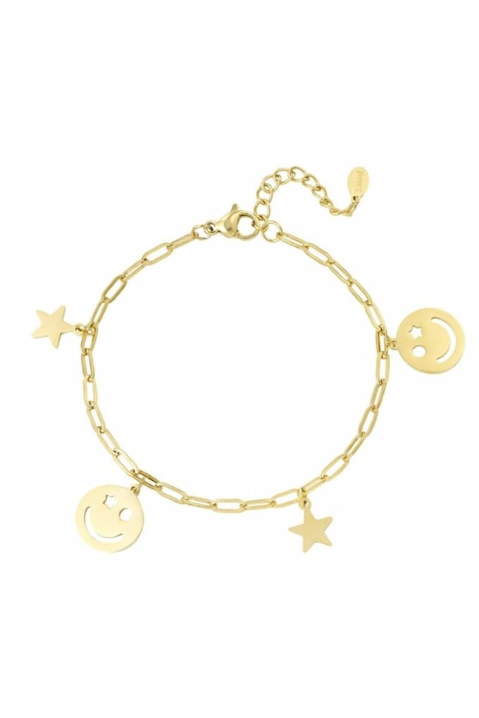 Armband met bedeltje Happy Smiley - goud