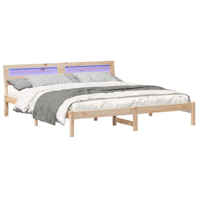 vidaXL - Bedframe - met - hoofdeinde - Bruin - 180 - x - 200 - cm - Massief - grenenhout
