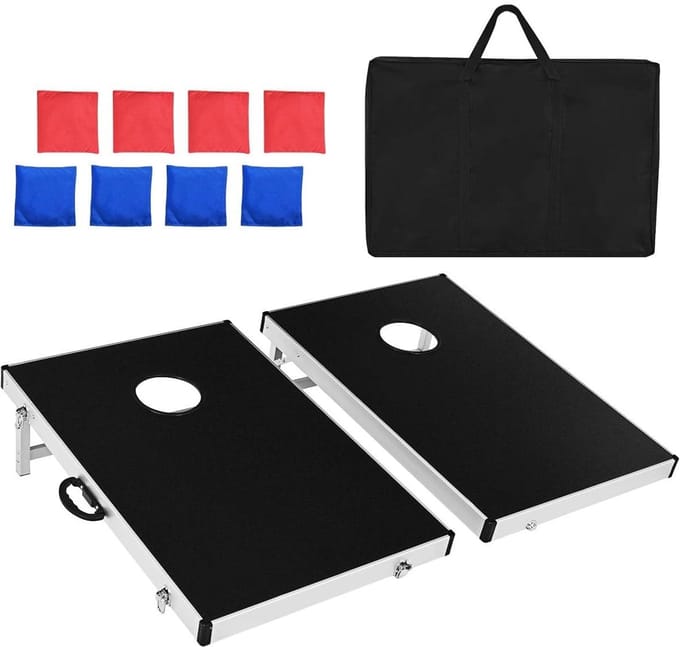 Cornhole Spel - Bean Bag Toss - Buiten Spelen - Opvouwbaar Draagbaar Ontwerp - 90 x 60 cm - Zwart