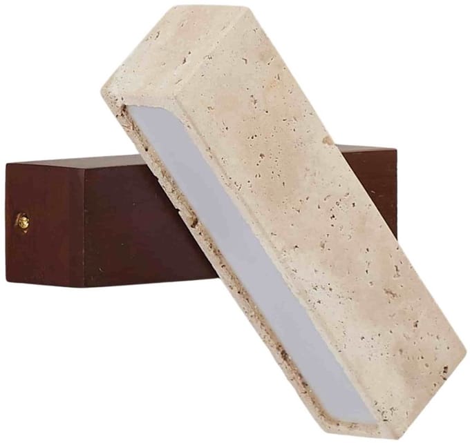 Kosilum - Varelli - Wandlamp - Beige, wit en hout - Hout en steen