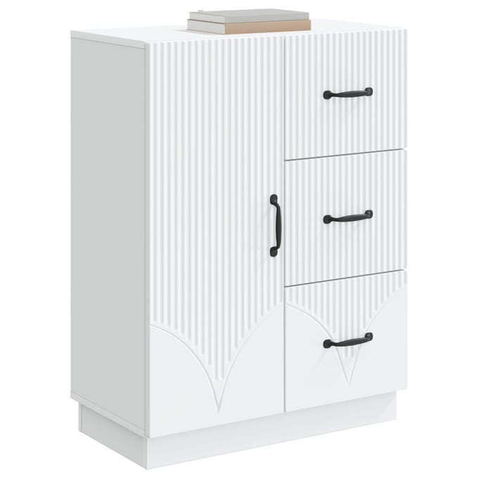 vidaXL - Dressoir - Wit - 66 - x - 34,5 - x - 87 - cm - Bewerkt - hout