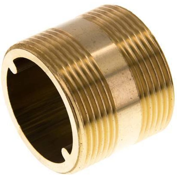 G 1 1/2'' Messing Dubbele Pijpnippel 16 Bar DIN 2982 - 40mm - FL2S-M-B-112G-40L