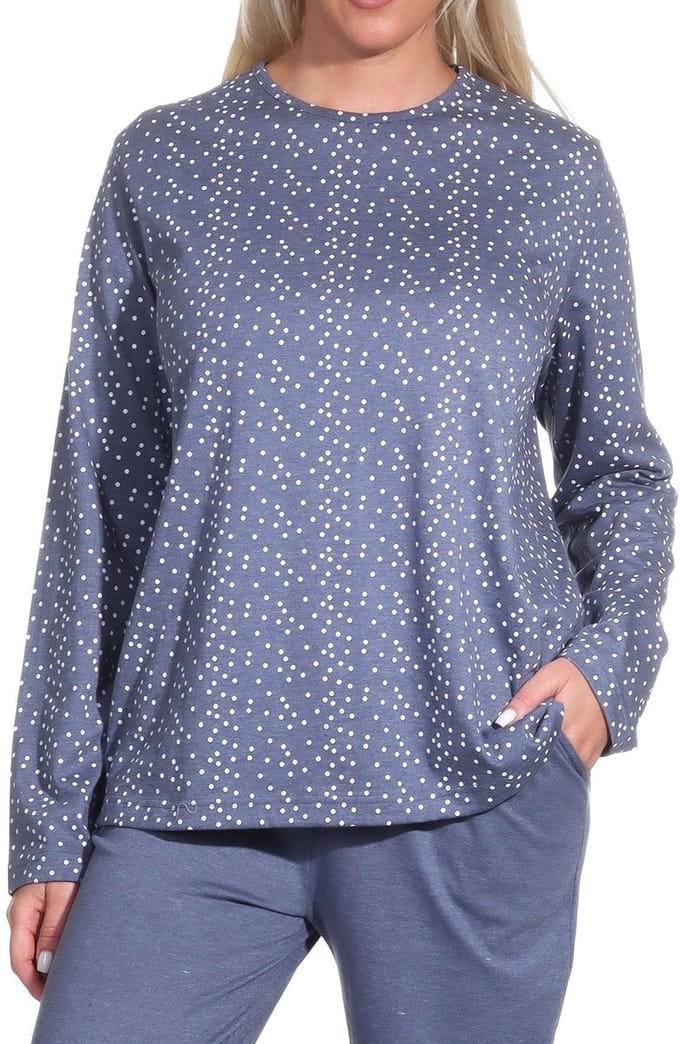 Dames Pyjama Top met lange mouwen Mix & Match in Polka Dot Optics