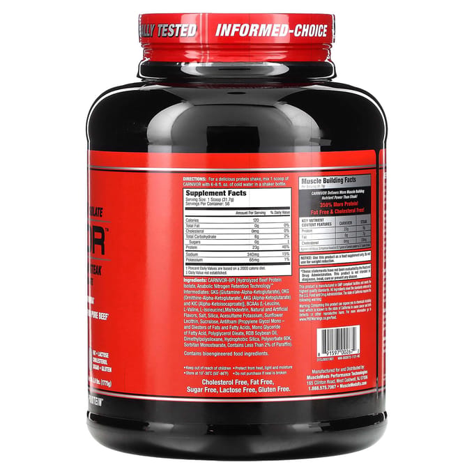 MuscleMeds, Carnivor, Bioengineered Beef Protein Isolate, Vanille Karamel, 4,2 lbs (1915,2 g)
