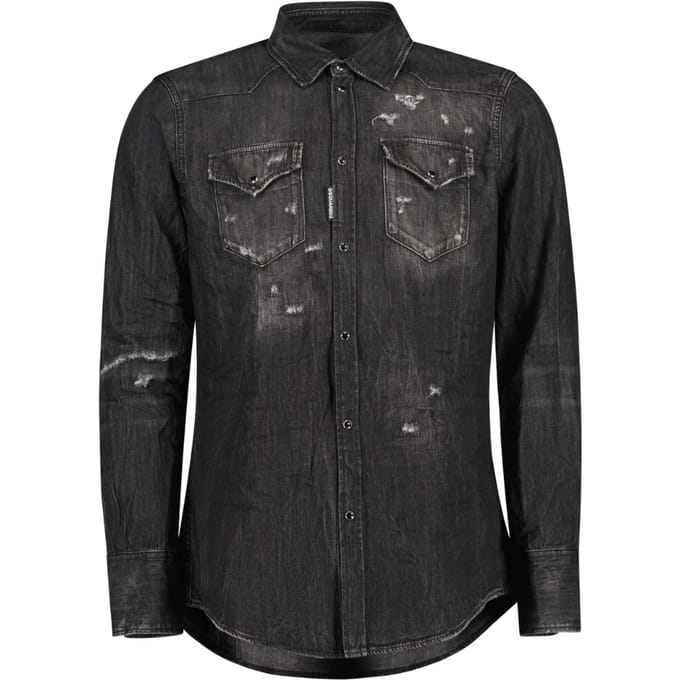 Dsquared2 Classic Western Worn Denim Black Shirt