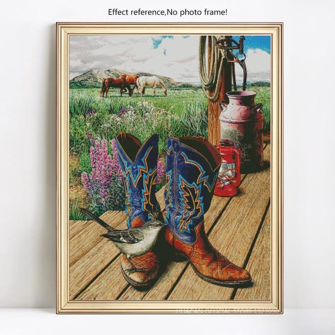Diamant broderie Nature bottes photos de strass diamant peinture 20X30 black