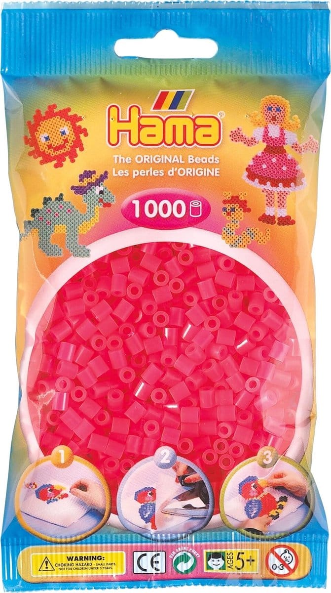 Hama Kralen 1000st nr. 32 fluo roze Strijkkralen & -parels