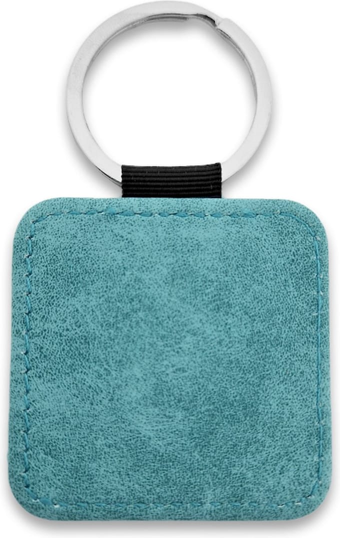 CombiCraft Blanco leren sleutelhanger vierkant 50x50mm turquoise - 5 stuks