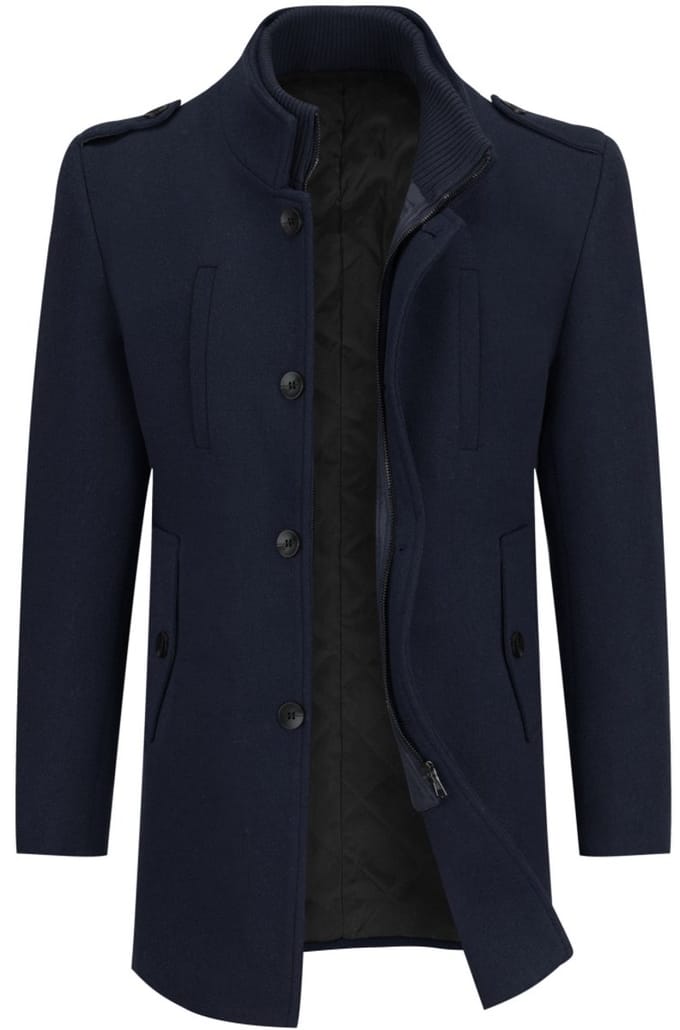 ALLTHEMEN Heren Wollen Winterjas met Opstaande Kraag - Kort Gevoerd Winterjack - 3XL