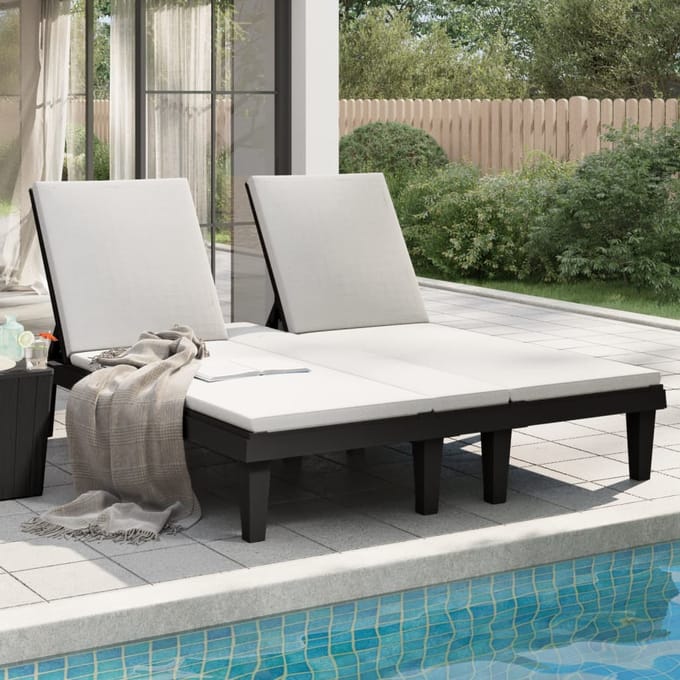 vidaXL - Ligbed - tweepersoons - 155x138x83 - cm - polypropeen - zwart