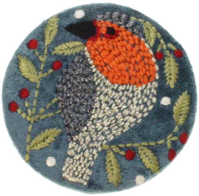 Zakspiegel Vogel met bessen, blauw Ø8x0,8cm