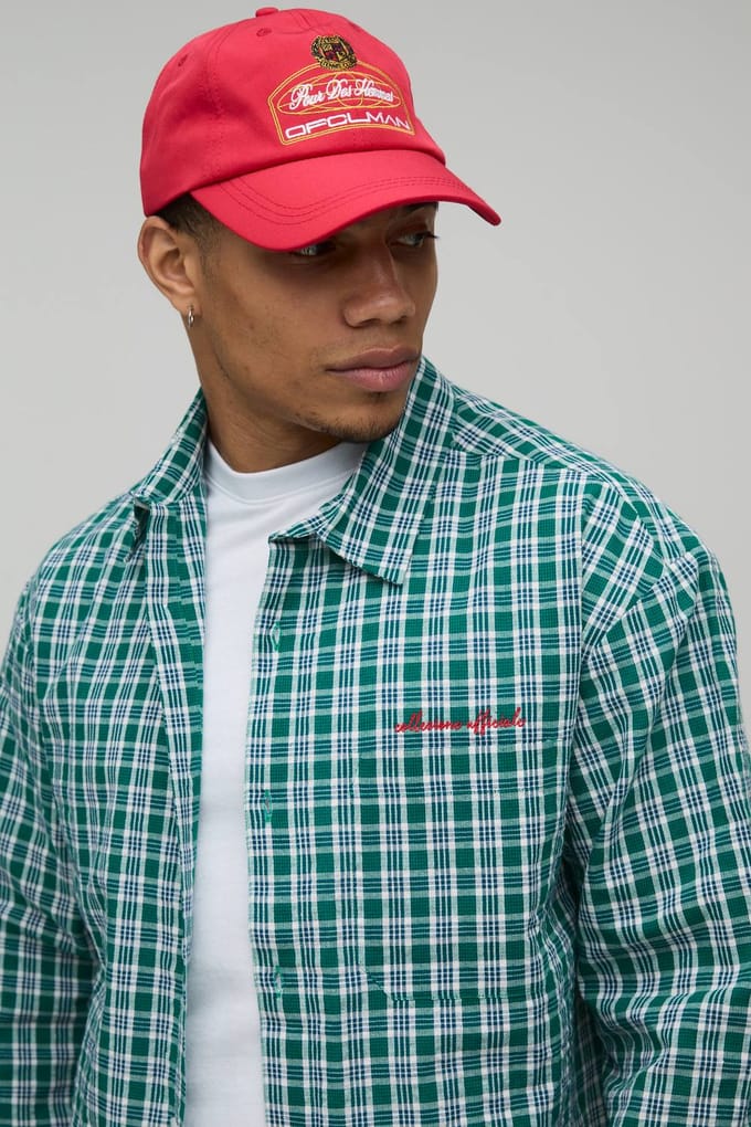 Oversized Boxy Geruit Overhemd Met Ruwe Zoom | Green | Size XL