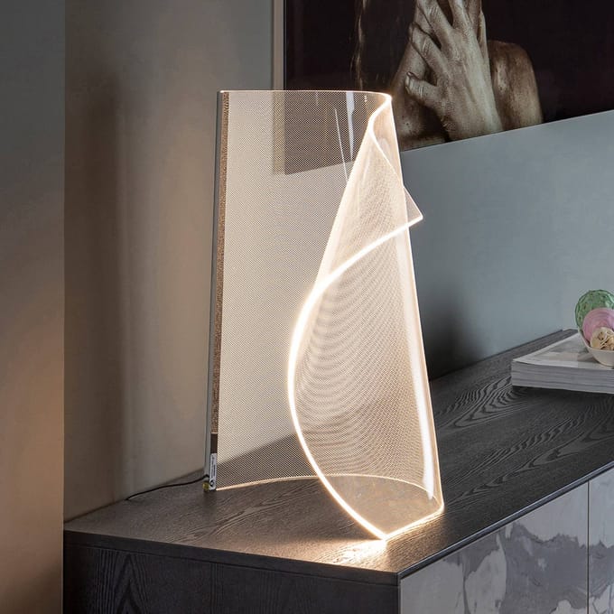 Schuller Valencia Velos II LED tafellamp, chroom, dimmer, metaal, kunststof
